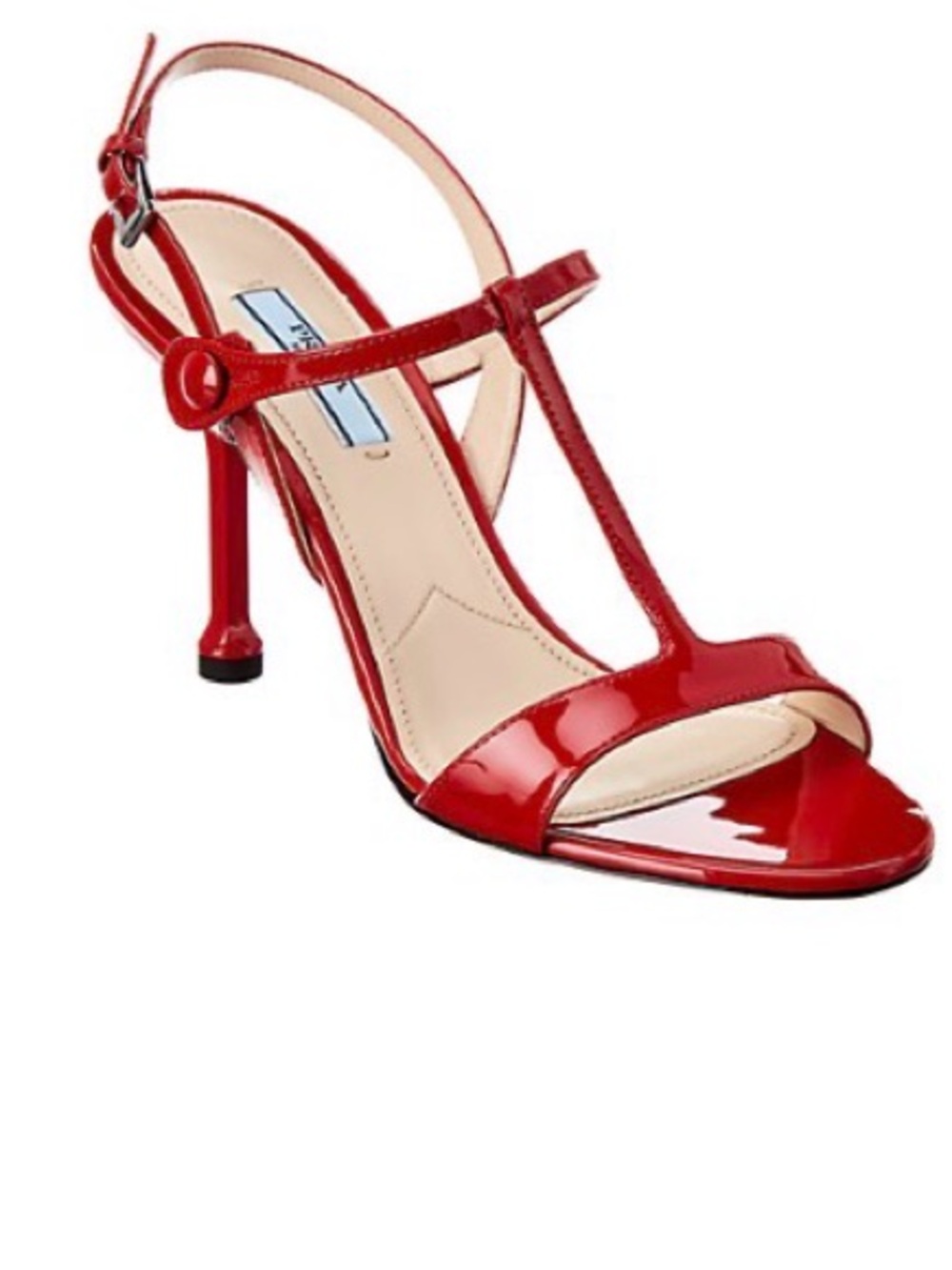 Prada Patent Leather T-Strap High Heel Sandals